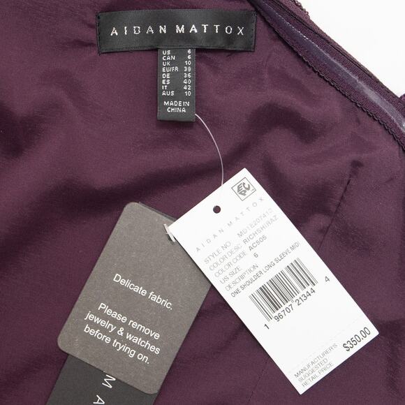 Aidan Mattox Rich Shiraz One-Shoulder Knotted Midi-Dress Size 6 - Picture 6 of 12